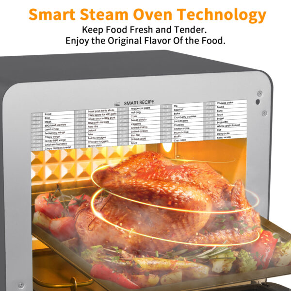 Geek Chef Steam Air Fryer Toast Oven Combo , 26 QT Steam Convection Oven Countertop , 50 Cooking Presets, With 6 Slice Toast, 12 In Pizza, Black Stainless Steel. - Image 10