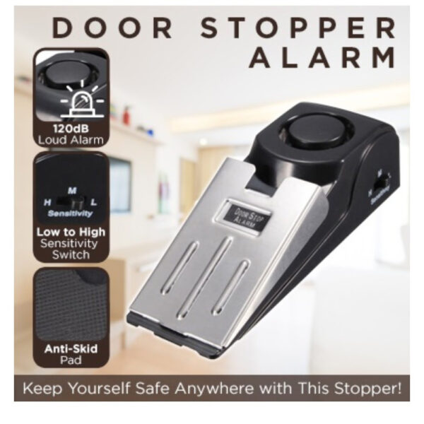 Electronic Burglar Alarm Intelligent Home Security Wedge Door Stop Alarm System Device Hotel Intruder Alert Detection - Image 9