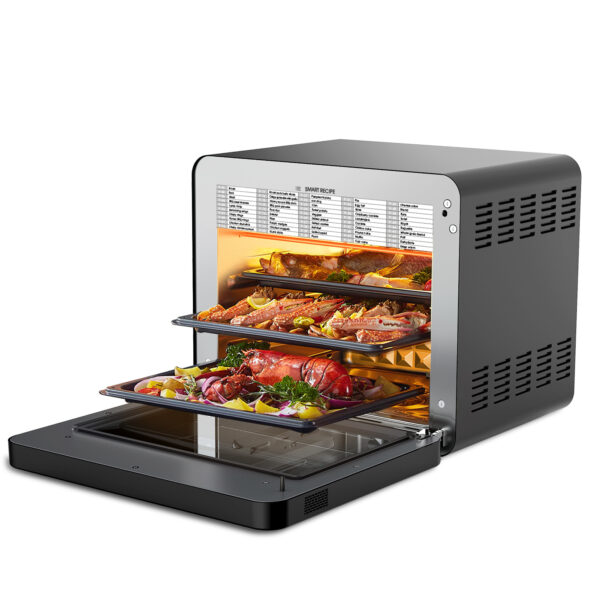 Geek Chef Steam Air Fryer Toast Oven Combo , 26 QT Steam Convection Oven Countertop , 50 Cooking Presets, With 6 Slice Toast, 12 In Pizza, Black Stainless Steel. - Image 3