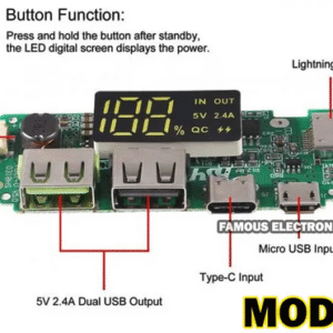 LED Dual USB 5V 2.4A Micro/Type-C USB Mobile Power Bank